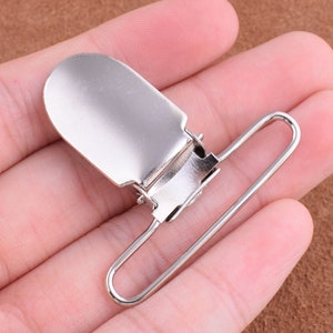 Metal Suspender Clips Pacifier Mitten Suspender Clips,36mm large Loop Metal Kam Clips,silver ID card clips belt clips for diy making supply