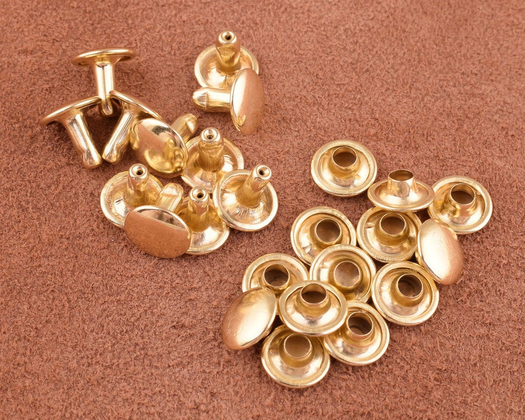 9*9mm Double Caped Rivets 100sets Light Gold Rivets Metal Button Purse ...