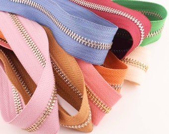 Zipper Tape nylon zipper  #5  Metal Teeth Zippers copper teeth zipper tape for cloth jean jacket purse bag hardware wholesale