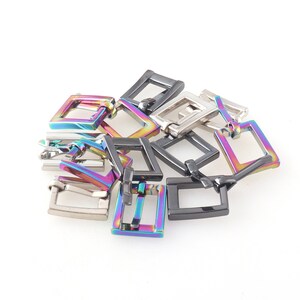 13mm Rainbow Gunmetal Rose Gold Center Bar Buckle Single Prong Strap Pin Buckle for Shoes Bags Sewing Purse Diy Making Leather Crafts 10 Pcs
