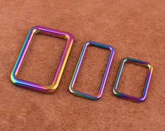 Klamra prostokątna tęczowa ze stopu cynku Klamra przesuwna Prostokątne pierścienie Pasek Metalowe klamry pierścieniowe prostokątne do torebek/torebek Znaleziska/zrób to sam