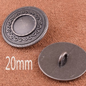 Button 6pcs 20mm black nickel circular pattern Mark Buttons Metal Shank Buttons with holes Clothing/Denim Jacket/Pants button Celtic Buttons