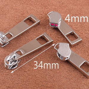 10 silver Head Zipper 4mm Slider Puller,Long Pull Zipper Heads,Loose Sliders Pulls,Zipper Slider,Handbag Hardware,Bag Supply,Sewing (ZP98)