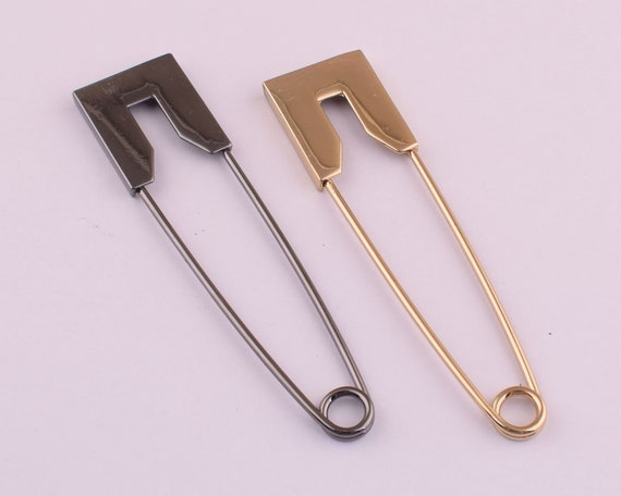 Jumbo Safety Pins 10 Pieces Light Gold/gunmetal Large Safety Pins/ 8020mm  Giant Safety Pins/great for Storing Zippers/sweater/clothes 