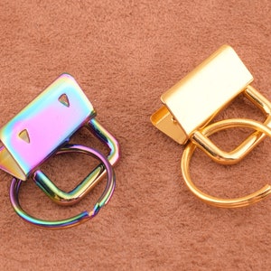 10/5 Key Fob Hardware with Key Rings Sets - 1 Inch gold and rainbow for cotton webbing/wholesale/diy making supplies