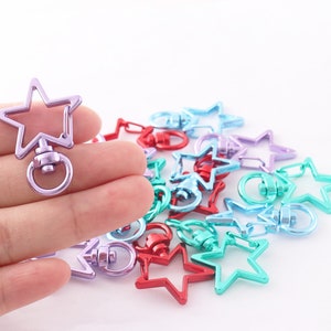 Colorido 35mm×24mm star shaped swivel clasps langosta cierre llave cierre lindo metal push gate llavero DIY Lanyard Clip Purse Hallazgos 6pcs