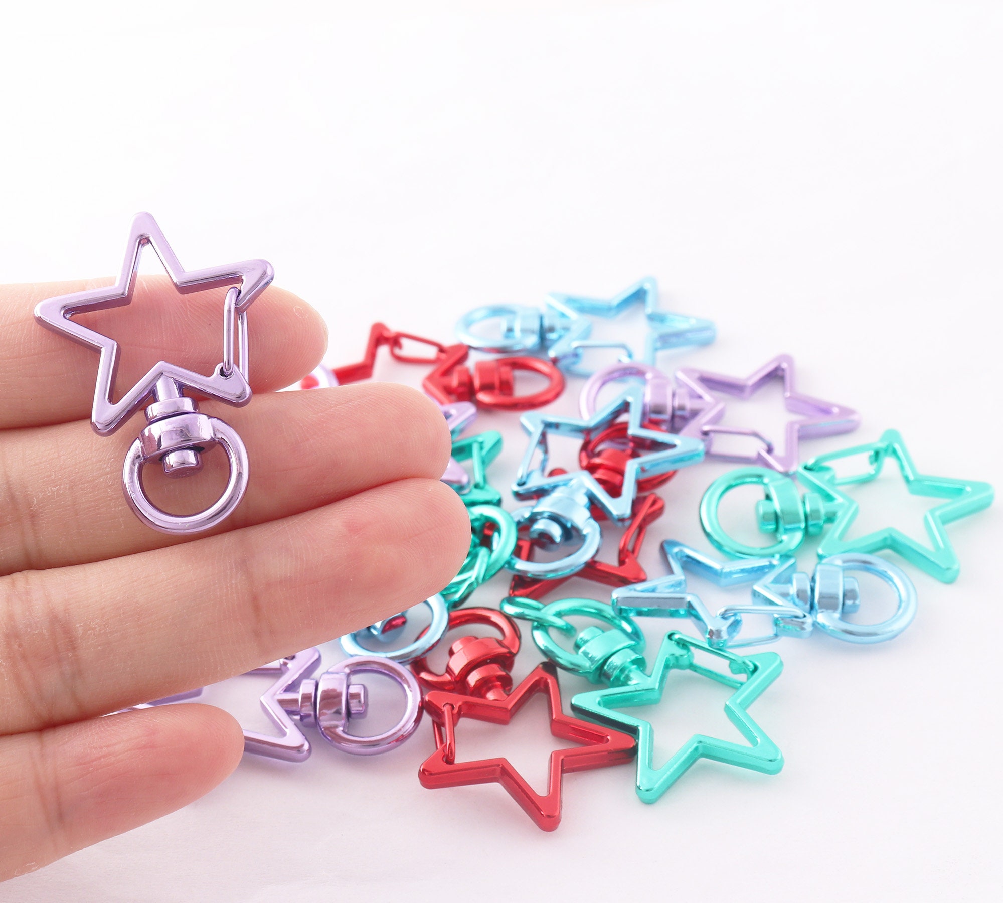 Colorful 35mm×24mm Star Shaped Swivel Clasps Lobster Clasp Key