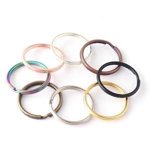 25MM Multi-color Split Rings Circle Jump O Rings Round Key Fob Rings Flat Metal Double Loop Key Chain for Bags DIY Leather Craft 20 PCS