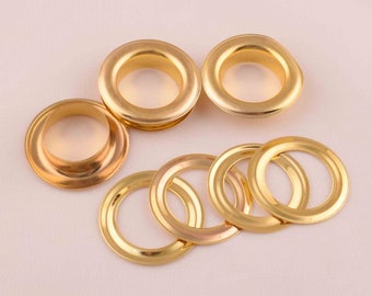 30pcs gold Round Eyelets Hole Grommets 18mm Metal Eyelets large Eyelet with Washer Brass Grommet Eyelet for purse/clothes/DIY leather craft