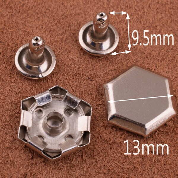 Silver Rivets Metal Button 20sets 13*9.5mm Rectangle Cap Rivets/Double Capped Rivets/Double head Rivet for clothes/Bag/ Belt Leather Craft