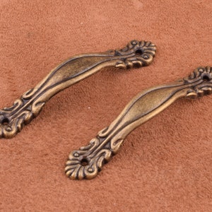 4pcs Vintage drawer pull handle,Metal Mini Pulls Gift Box-74*13mm Jewelry Box Handle Bureau Bronze Knobs Drawer Cabinet Pulls for box/drawer
