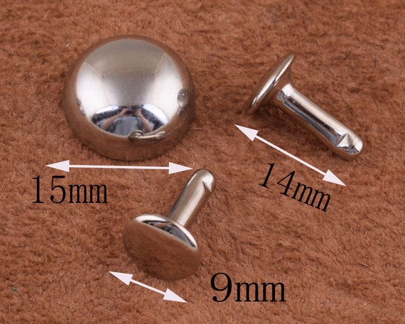 QUARKZMAN 50 Ensembles Cuir Rivets Dorés 8mm - Clous Métal Pour Artisanat Et Réparation