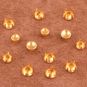 200Pcs round Studs Metal Studs,gold Nailheads Spike Claws Studs for bag/shoes/clothes/Leather Craft Accessories,two size