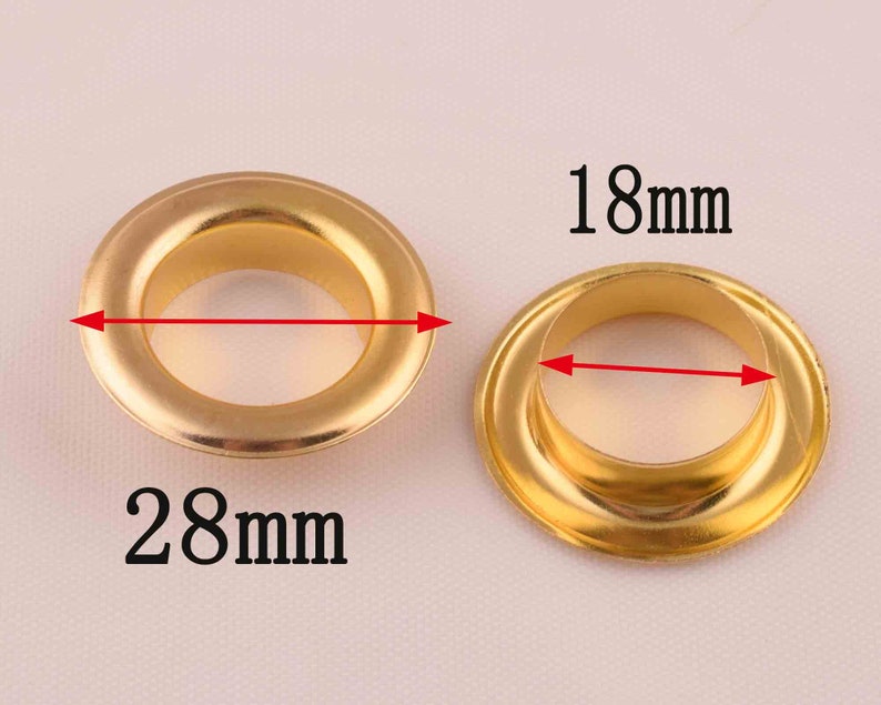 30pcs gold Round Eyelets Hole Grommets 18mm Metal Eyelets large Eyelet with Washer Brass Grommet Eyelet for purseclothesDIY leather craft
