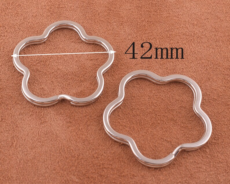 Flower shape key ring,10pcs *42mm silver Cute Key Fob Ring Metal Split Ring for Key Chain Wholesale Key Ring Findings