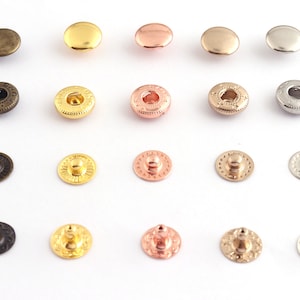 10 set round snap button snap fastener bronze/gold/rose gold/light gold/silver snap rivet button leather closure snap metal fastener 10mm