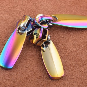 10 Pcs Size #5 Rainbow Zipper head Or Pendant 6pcs Leather Zip Puller Alloy Zipper Fastener Slider For Zip head Purse Making Hardware