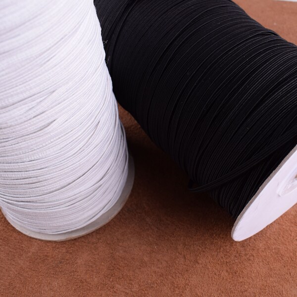 50m 3mm Elastic bands,White/black Flat Trim Elastic Draw rope for Mask Clothing Finish Sewing Elastic Thread cord garment accessory