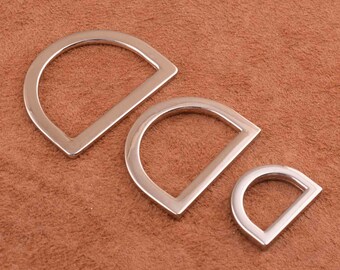 Monedero D Ring Metal D Anillo soldado D anillo, hardware de bolsa de plata, hallazgos de bolsa de aleación de zinc, correa de bolsa de fabricación, artesanía de cuero, tres tamaños