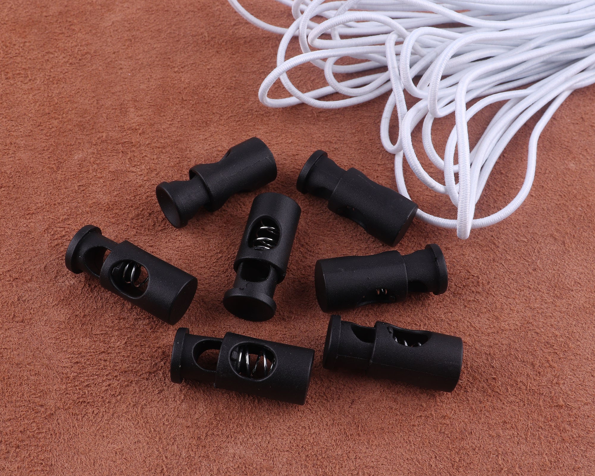 Lock Rope Stopper 12*28mm Cord Lock,cylindrical White Black Plastic Cord Stopper Rope End ...