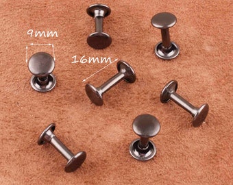 50 SETS Gunmetal Double Cap Rivets Round Rapid Rivet for purse bags Handbags Shoes Belts leather craft DIY