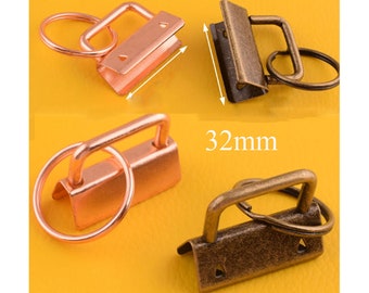 32mm Key Fob Hardware with key rings rose gold bronze for  Lanyard  Webbing Wristlet