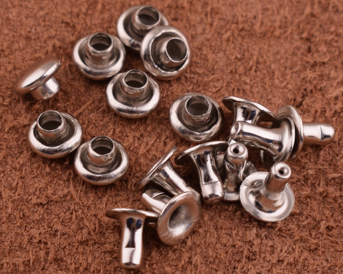 100sets 4*6mm Silver Rivets Metal Button,copper Double Capped Rivets ...