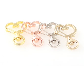 Heart Shaped Swivel Snap Clasp Lobster Clasp push gate Hook Cute Trigger Lanyard Clip for Key Chain Purse Hardware Supplies 23mm*9mm 6 Pcs
