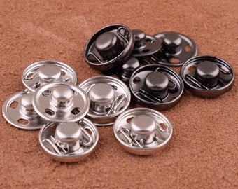 Kit De Boutons Pression Métal 15 Mm - 25 Noirs + 25 Bronzés + Outil 4 Pièces - Neuf