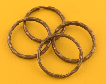 50 peças chaveiro fita de bronze chaveiro redondo dividido anéis divididos 22mm para gancho giratório/diy fazendo suprimentos