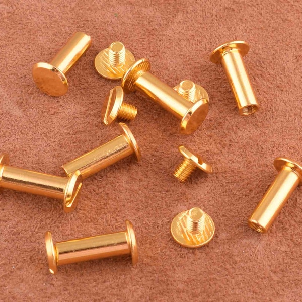 20 sets Pure Solid Screw Rivets,16*9mm Chicago screw gold Leather Rivet,Leather Hardware for Belt Installation,purse/bag