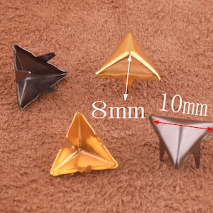 200pcs Studs Triangular shape 8*10mm black/gold spiral Decorative Upholstery Tacks Nails Flat spiral Studs for bag/handbag/erring accessory