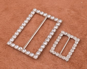 silver rectangle buckle 10 pcs Square Crystal Rhinestone Buckle Invitation Ribbon Slider For Wedding Accessories Rhinestone Ribbon Buckles