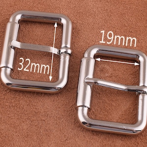 32*19mm Metal Buckles- 4pcs silver 1.2 inch slide Rectangle Strap Sliders Rings Finding for belt slide leather making for collars/bags/strap