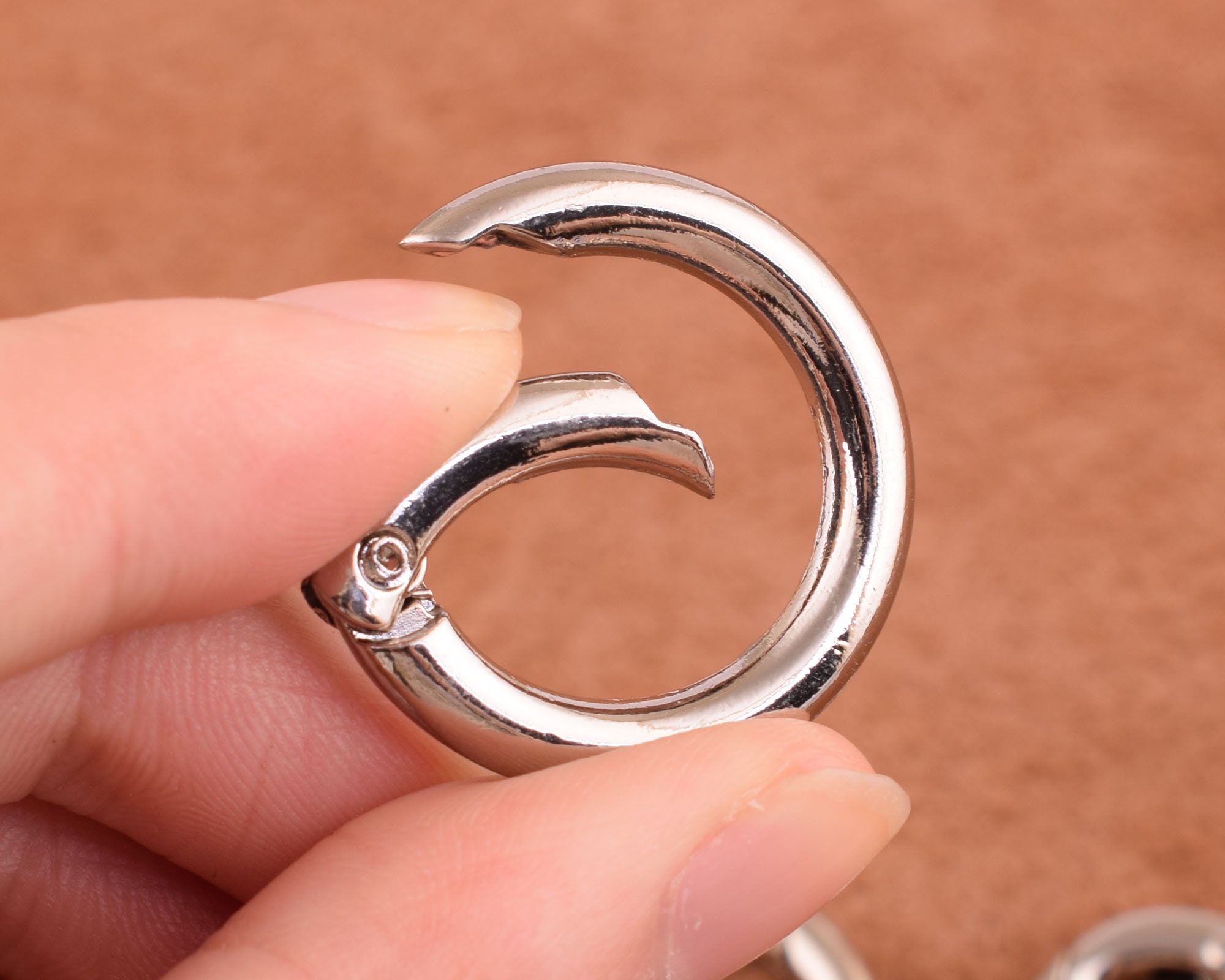 Spring Gate Rings Silver Metal Ring Round Bucklezinc Alloy Etsy