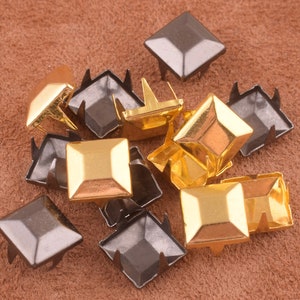 120pcs gold/black Metal Studs, 8*9mm Metal Studs, Rivets Studs Spikes, Leather Craft Accessories, Craft Supplies(ms3016)