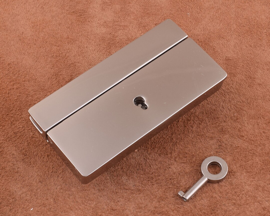 Matte Silver Purse Locks With Key Flip Lock 76*38mm Square Twist Turn