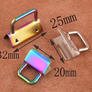 20MM 25MM 32MM Key Fob Hardware with key ring Sets Silver Rainbow  Key Fobs for Webbing Keychain 8 SETS