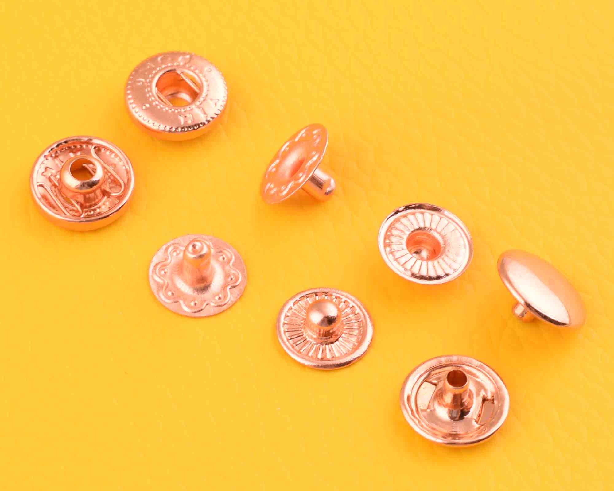 Rose Gold Snap Buttons,press Stud,10mm Snaps Popper,round Shaped Snap  Fastener,leather Craft Closure,plain Metal Snap Buttons for Clothes 