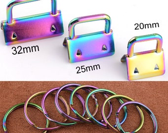 20MM 25MM 32MM Regenbogen Schlüsselanhänger Hardware mit Schlüsselringen zum Gurtband Bänder Schlüsselanhänger 6er Set