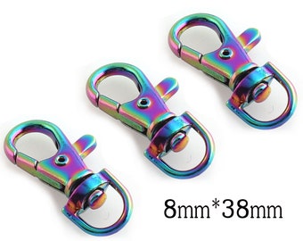 Lobster Clasps Rainbow Lobster Swivel Clasps Metal Trigger Snap Hooks trigger clip belt lanyard buckle for purse supplies 4 pcs