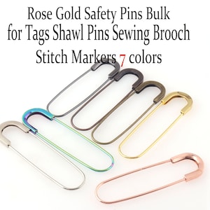Rose Gold Safety Pins Bulk for Tags Shawl Pins Sewing Brooch Stitch Markers 7 colors
