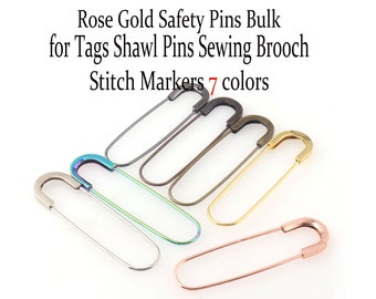 Rose Gold Safety Pins Bulk for Tags Shawl Pins Sewing Brooch Stitch Markers 7 colors