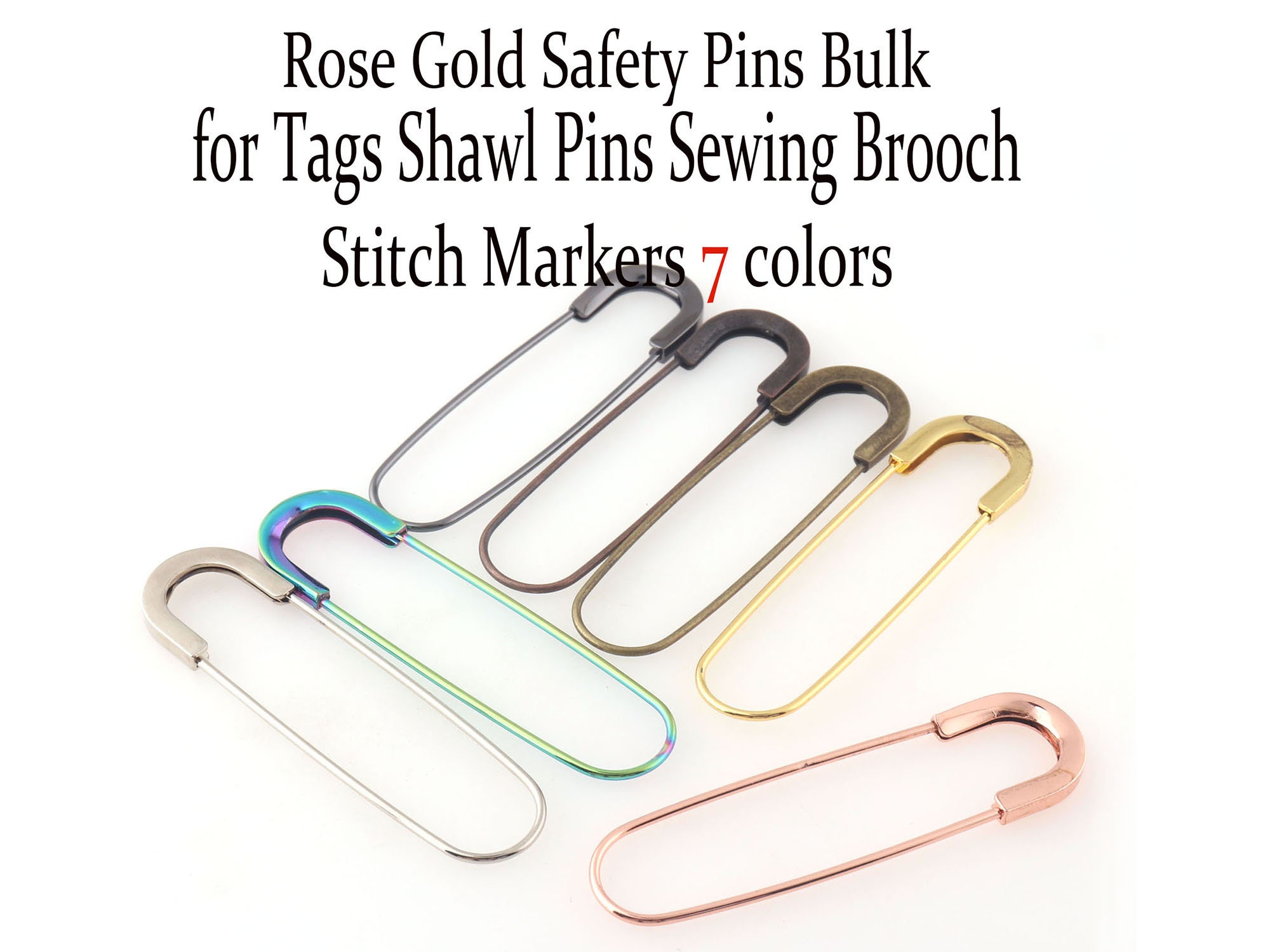 6pcs Safety Pins Big Pins Jumbo Pins Blank Pink for Hand Craft