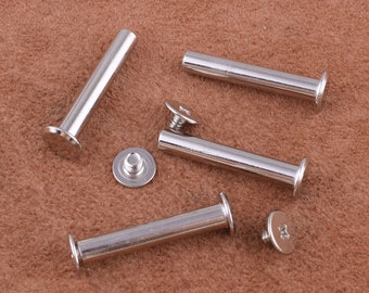 silver screws rivets Chicago screw rivet studs,31*9mm Chicago Screw Leather Belt Fastener Rivets Metal Button Screw back Studs for Bag/Belt