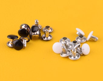 100 sets-Copper metal Rivet for Leather craft,black/white 7*8 mm Rivet,small Compression Rivets Metal Screw Rivets DIY Jewelry Making Supply