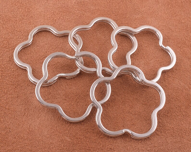 Flower shape key ring,10pcs *42mm silver Cute Key Fob Ring Metal Split Ring for Key Chain Wholesale Key Ring Findings