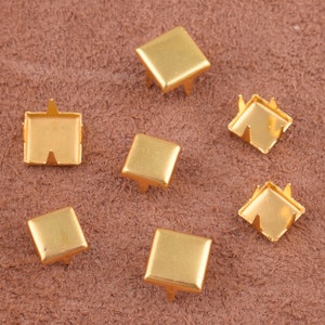 gold Flat Studs Square Claw Nails Studs Decorative Nailheads metal studs Nailheads Punk Spikes Rivets for Leather Clothes Shoes Bag Crafts