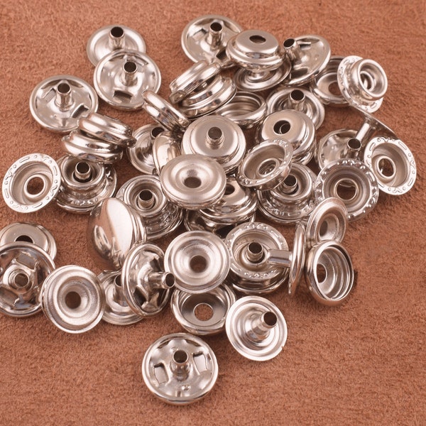 30sets metal snap button silver 12mm Snap Fasteners Press Stud Leather Craft Closure Fasteners For DIY leather and cotton handbags