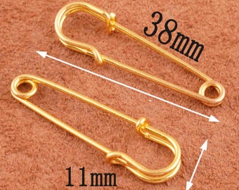 50 Pcs Gold Safety Pins,Safety Pin Brooches Jewelry ,Safety Pin for clothes/tag-Wholesale Price Safety Pins-38MM*11MM